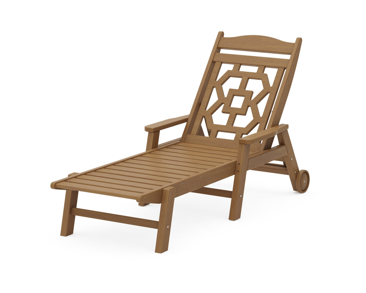 POLYWOOD Chinoiserie Chaise Lounge in Natural