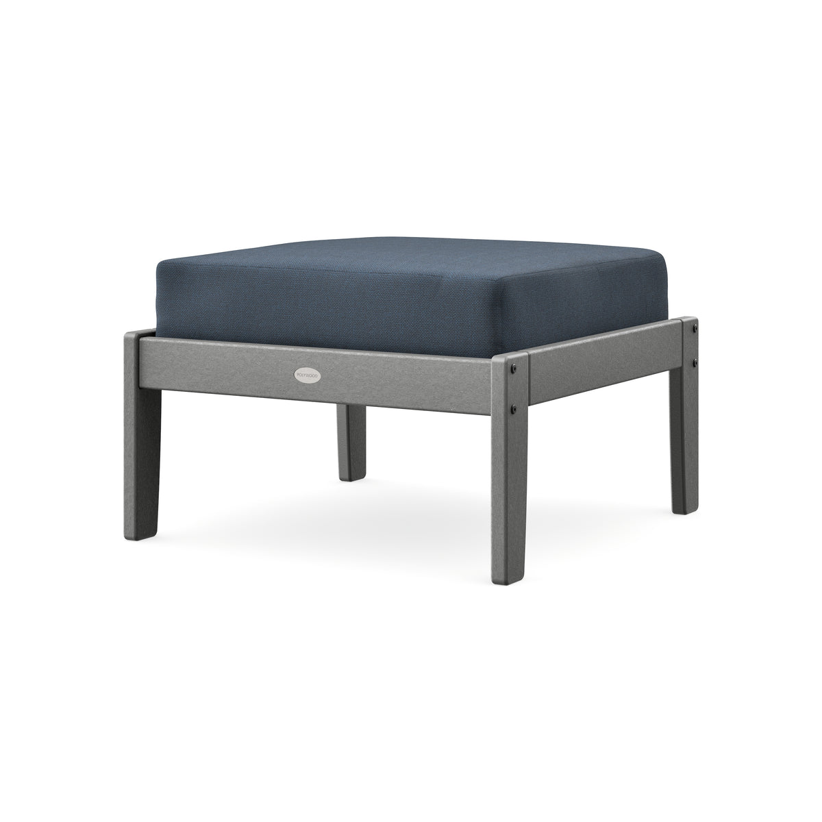 POLYWOOD Braxton Deep Seating Ottoman in Slate Grey / Marine Indigo