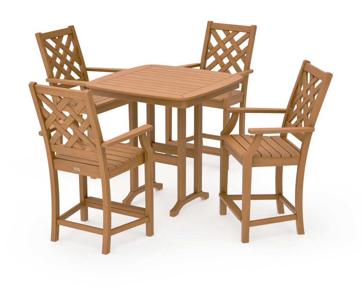 POLYWOOD Country Living Wovendale 5-Piece Counter Set in Natural