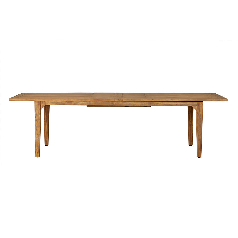 Lloyd Flanders Teak 86-110" Double Butterfly Leaf Umbrella Table, lifestyle photo 2