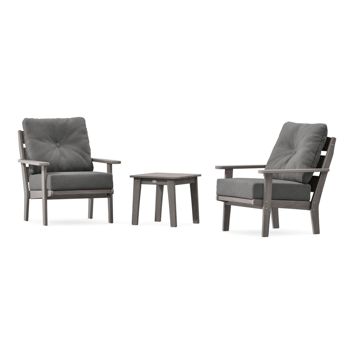 POLYWOOD Lakeside 3-Piece Deep Seating Chair Set in Driftwood