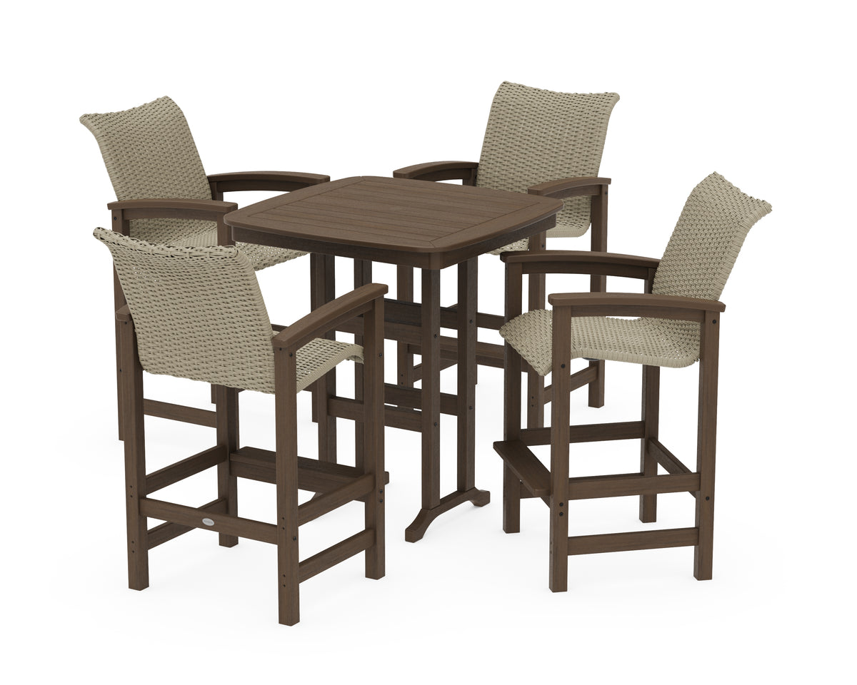 POLYWOOD Coastal Woven 5-Piece Bar Set in Kona / Dune Grass