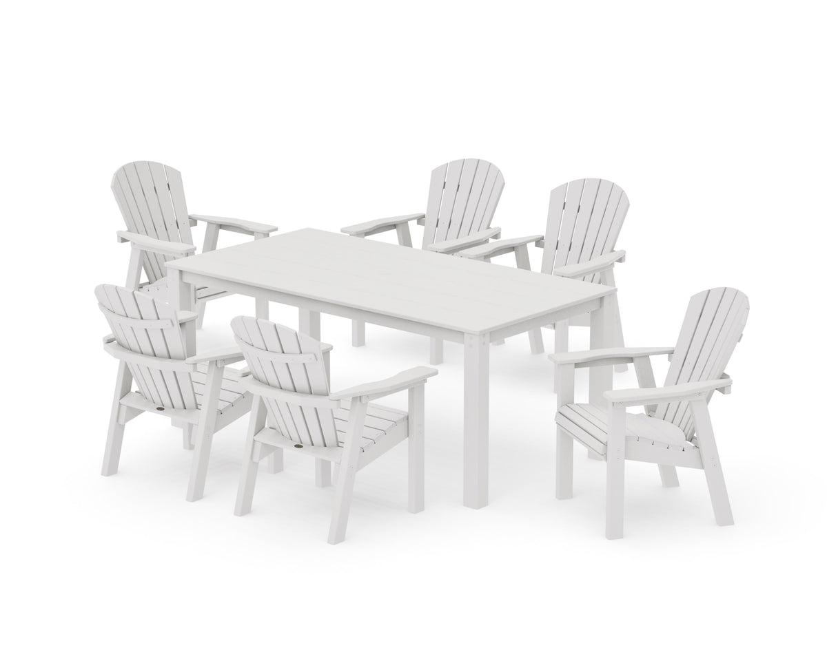 POLYWOOD Seashell 7-Piece Parsons Dining Set in Vintage White