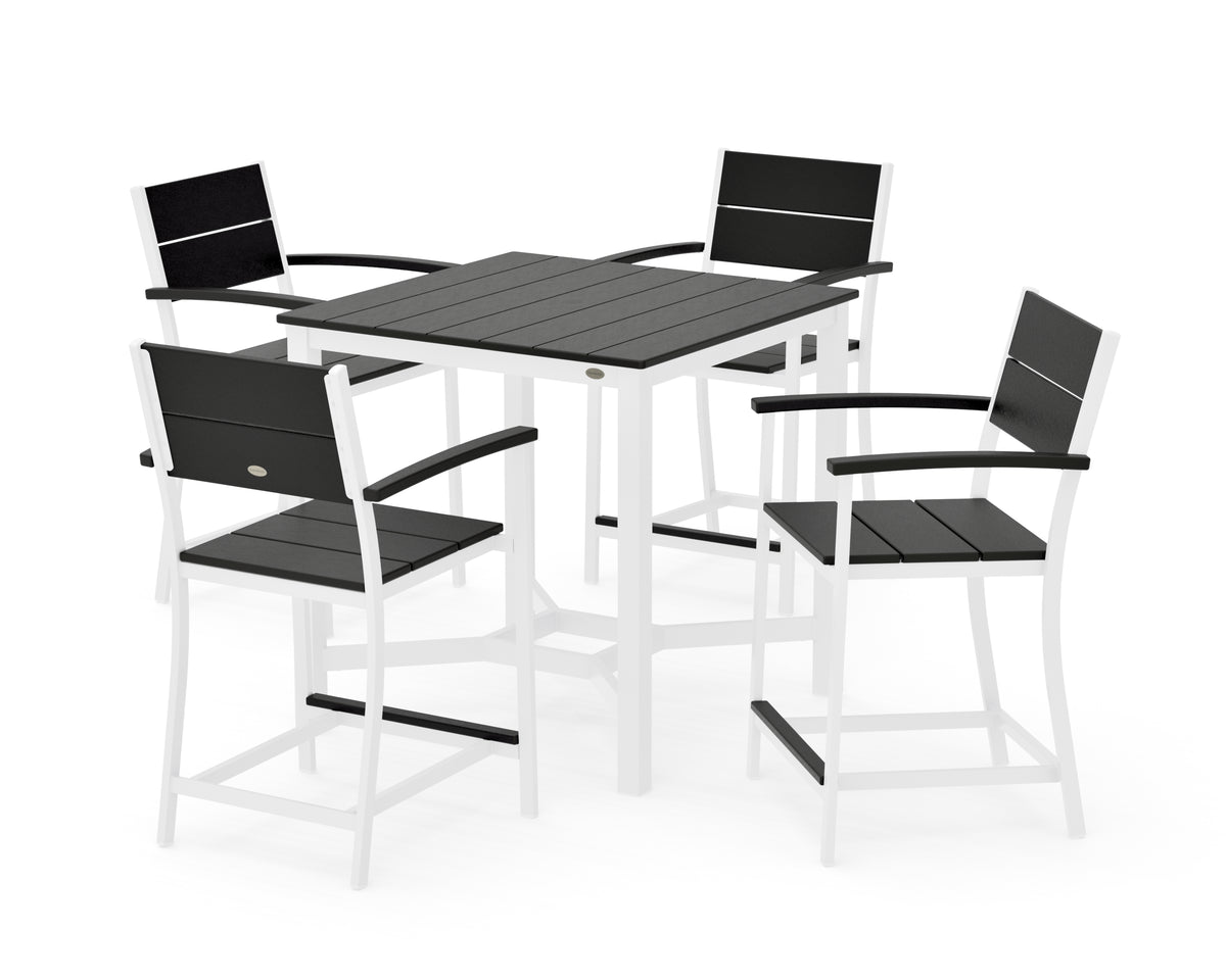 POLYWOOD Main Street 5-Piece Counter Set in White / Black