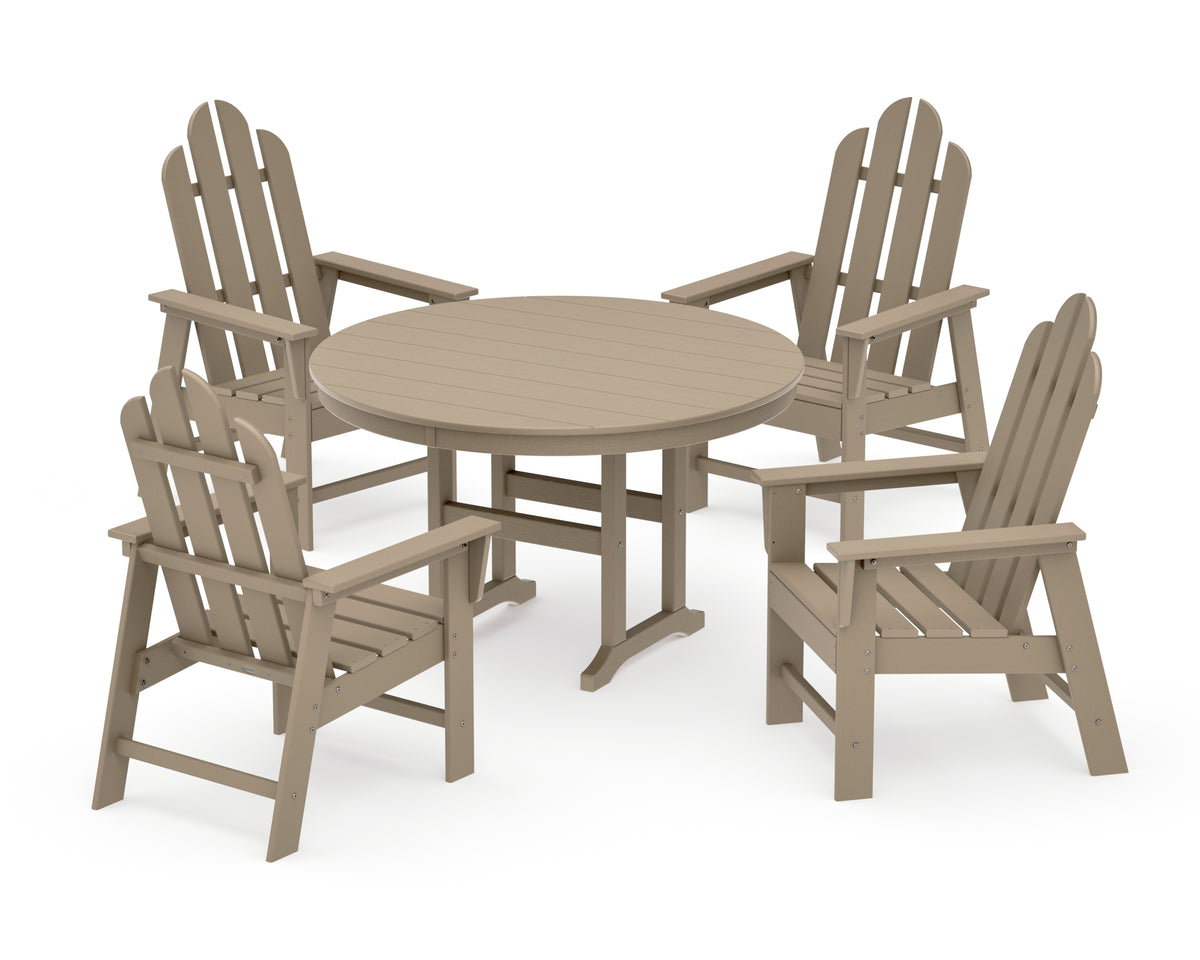 POLYWOOD Long Island 5-Piece Round Farmhouse Dining Set in Vintage Sahara