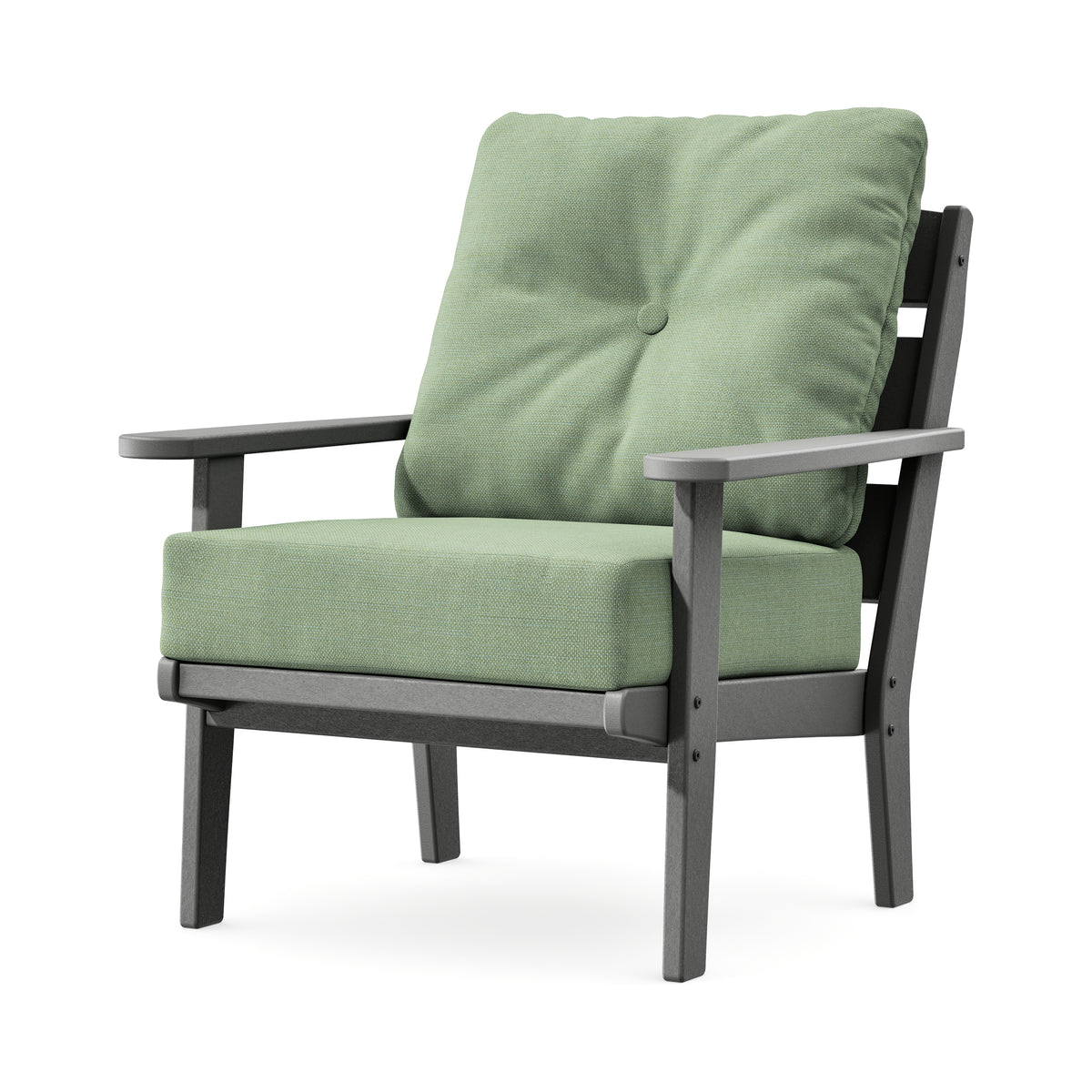 POLYWOOD Lakeside Deep Seating Chair in Slate Grey / Exhale Rainwashed