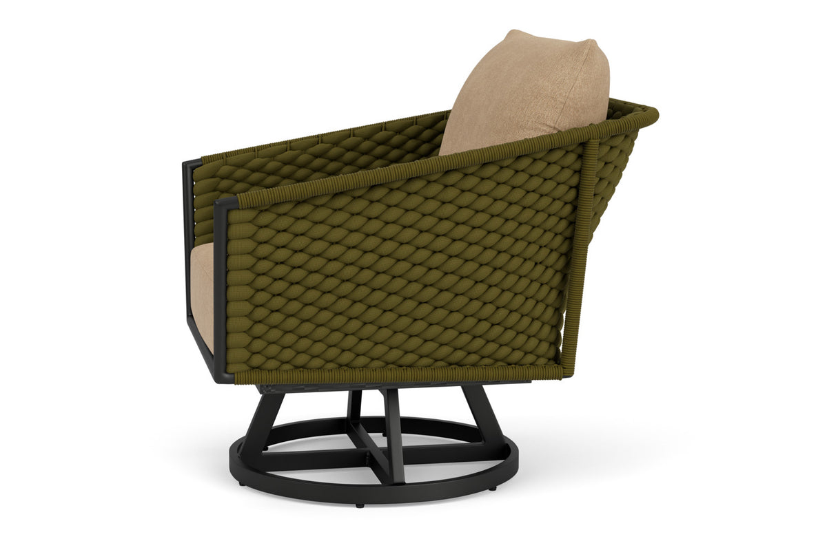 Lloyd Flanders Escape Swivel Lounge Chair with Hayden Sand fabric, view 9