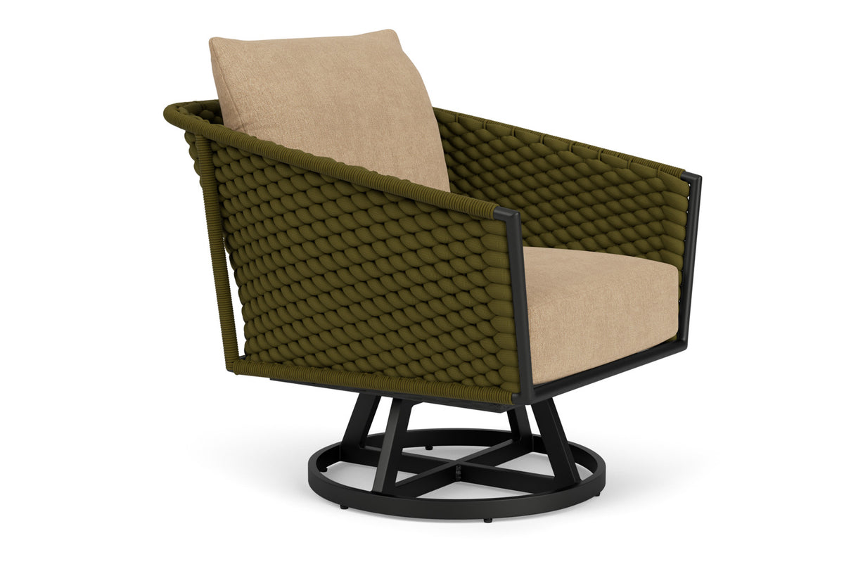 Lloyd Flanders Escape Swivel Lounge Chair with Hayden Sand fabric, view 3