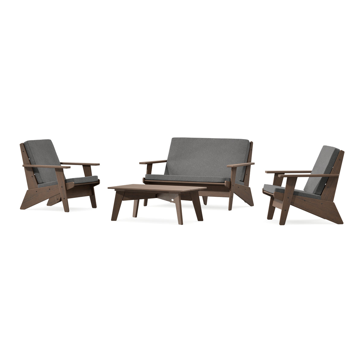 POLYWOOD Riviera Modern Lounge 4-Piece Set in Kona
