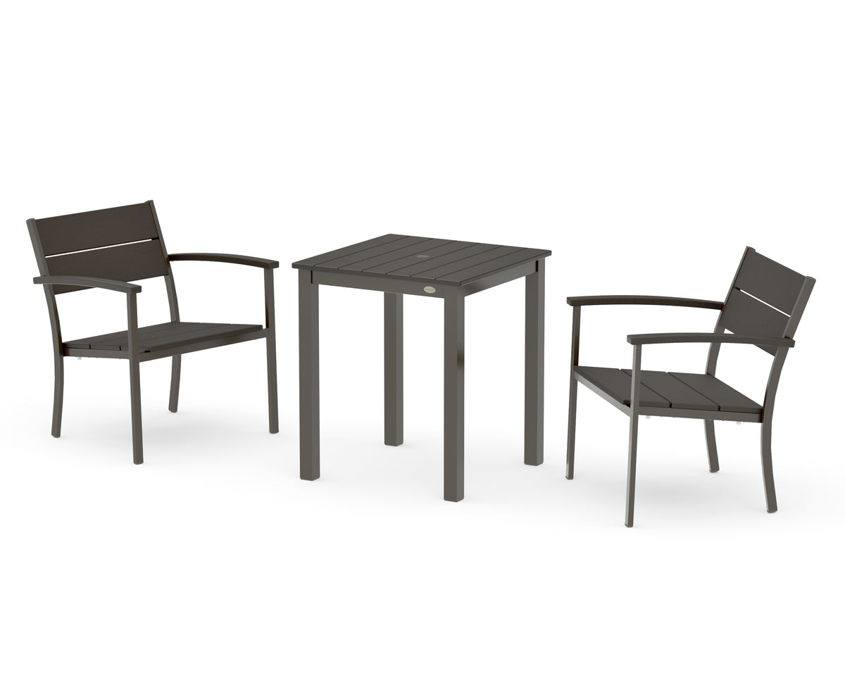 POLYWOOD Main Street 3-Piece Square Dining Set in Bronze / Vintage Coffee