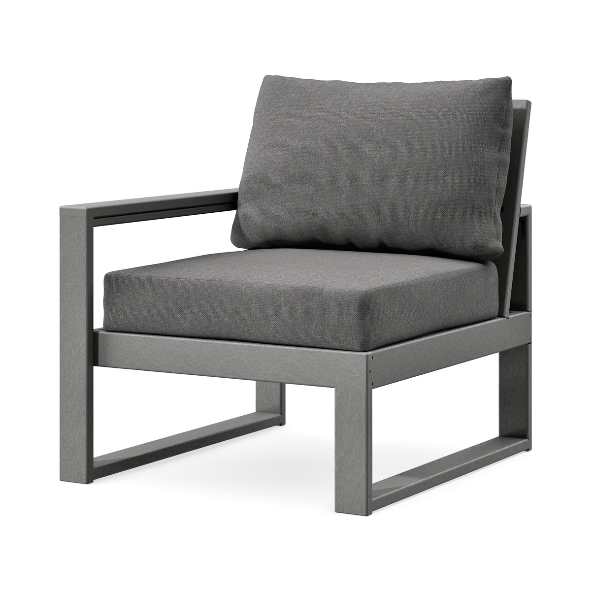POLYWOOD EDGE Modular Left Arm Chair in Slate Grey / Ash Charcoal