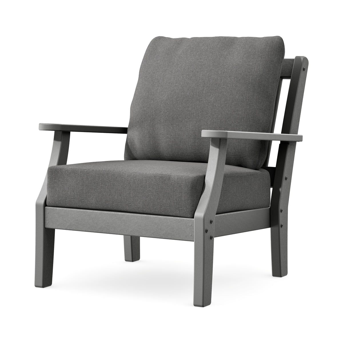 POLYWOOD Chinoiserie Deep Seating Chair in Slate Grey / Ash Charcoal