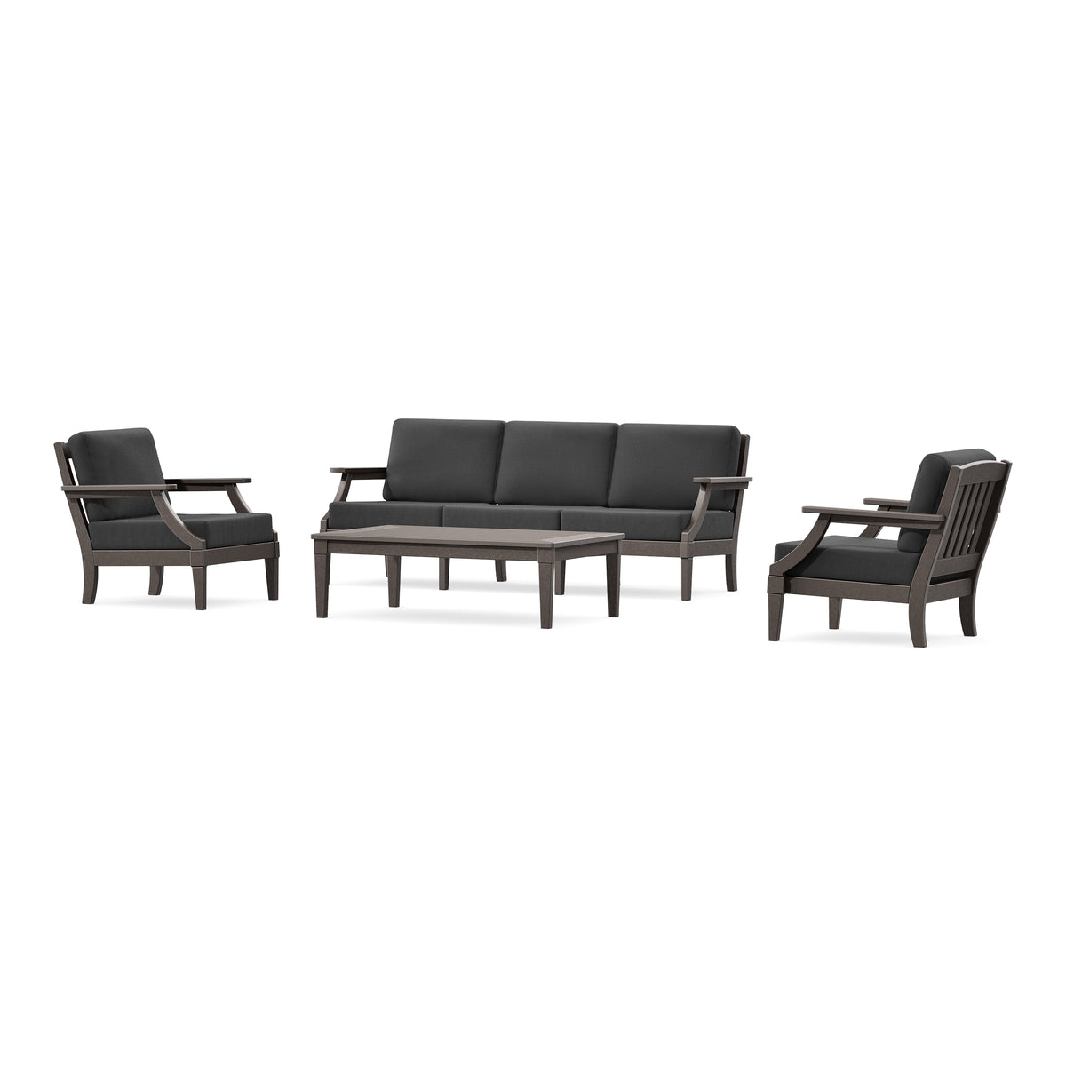 POLYWOOD PW Designer Series Estate 4-Piece Lounge Sofa Set in Vintage Coffee / Spectrum Carbon