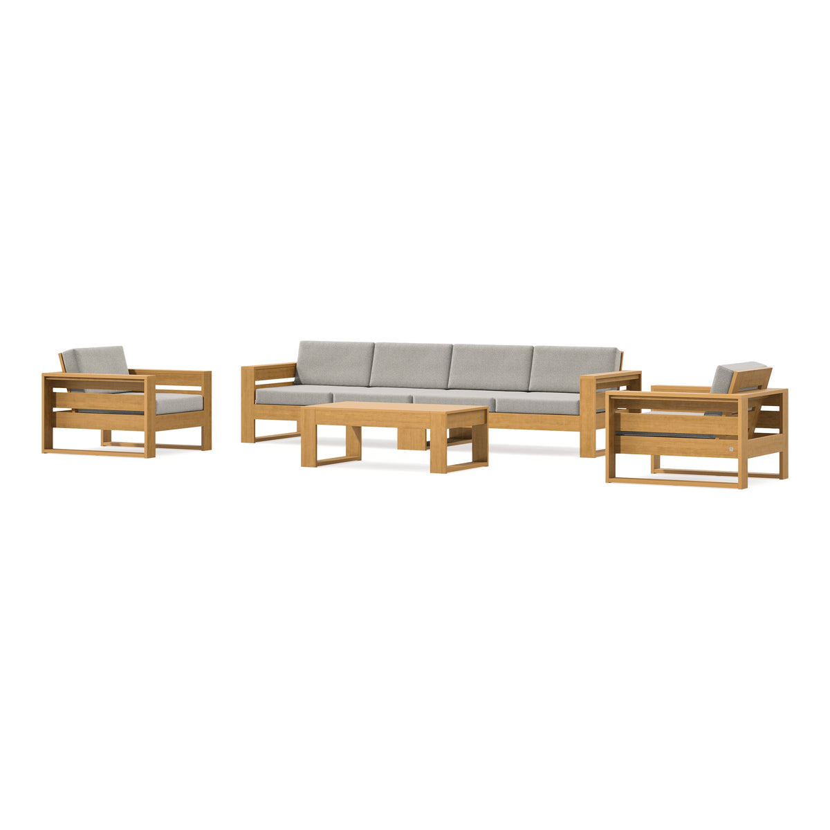 POLYWOOD PW Designer Series Latitude 5-Piece Lounge Sofa Set in Natural / Weathered Tweed