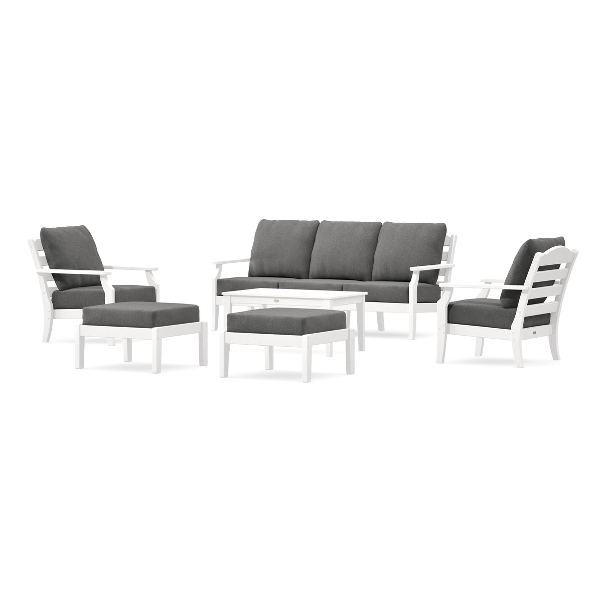 POLYWOOD Savannah 6-Piece Lounge Sofa Set in White