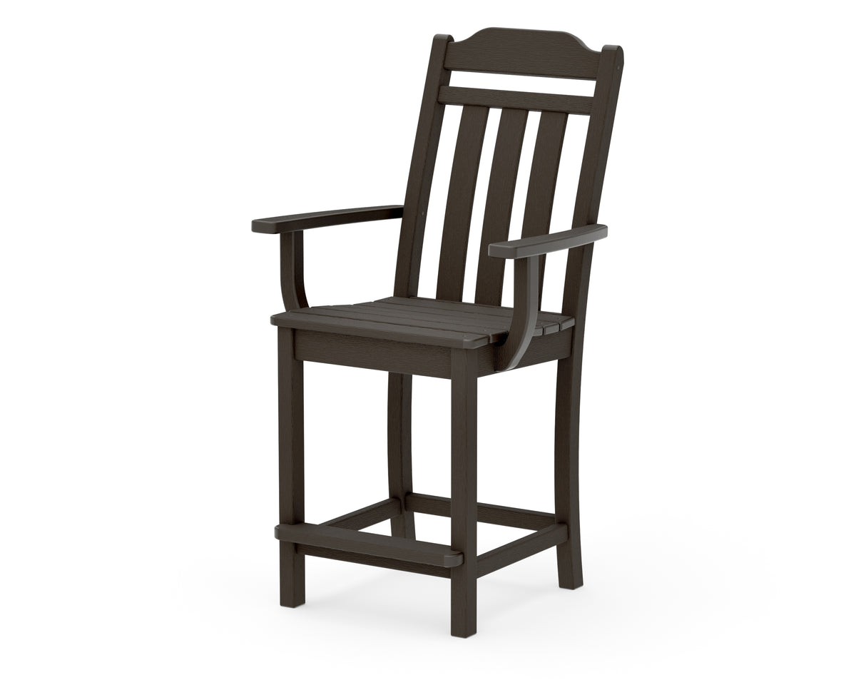 POLYWOOD Cottage Counter Arm Chair in Vintage Coffee