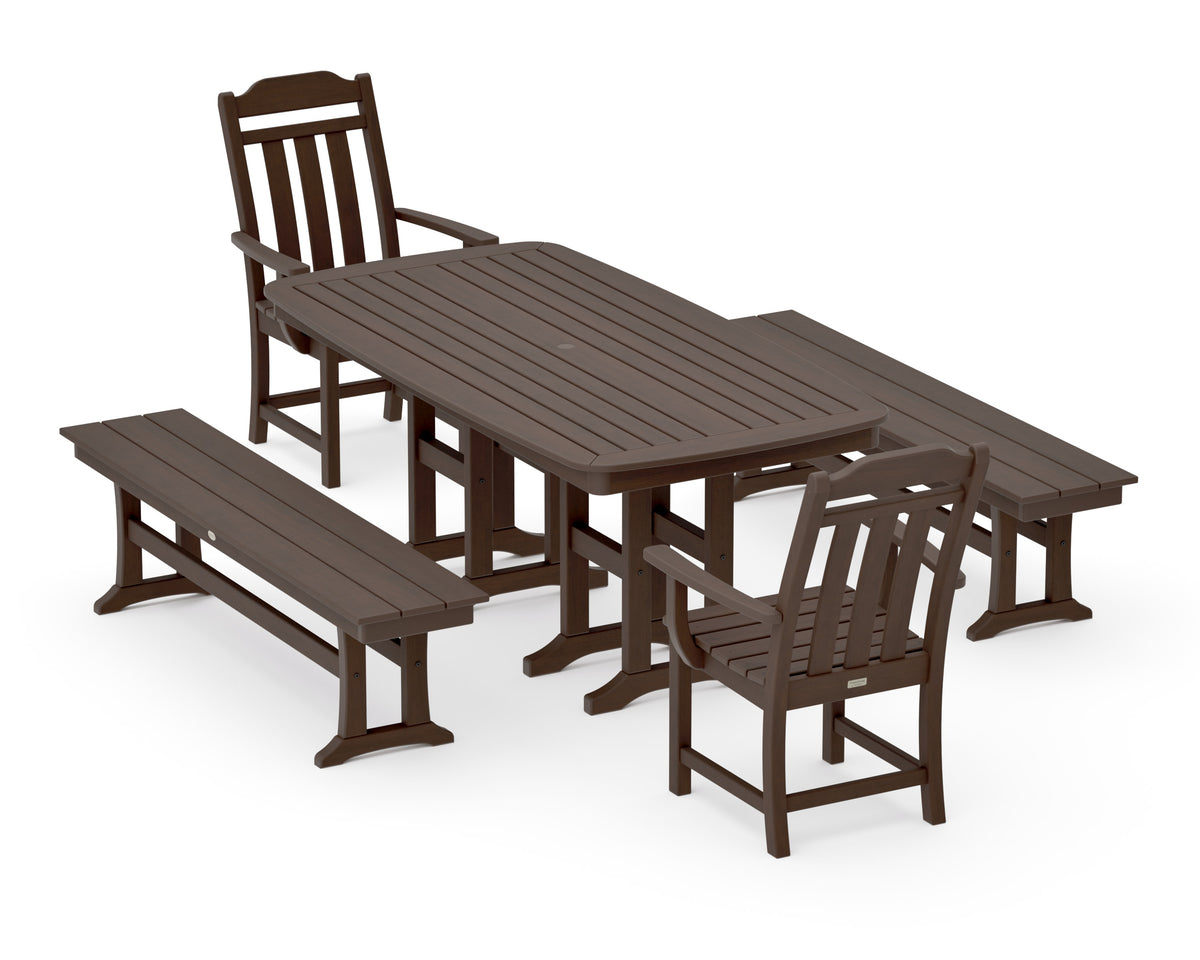 POLYWOOD Cottage 5-Piece Dining Set with Benches in Kona
