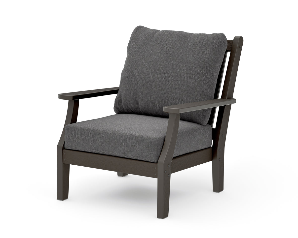 POLYWOOD Wovendale Deep Seating Chair in Vintage Coffee / Ash Charcoal