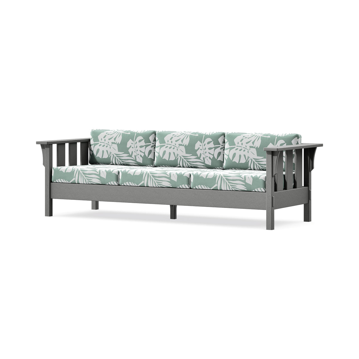 POLYWOOD Acadia Deep Seating Sofa in Slate Grey / Leaf Glacier Spa