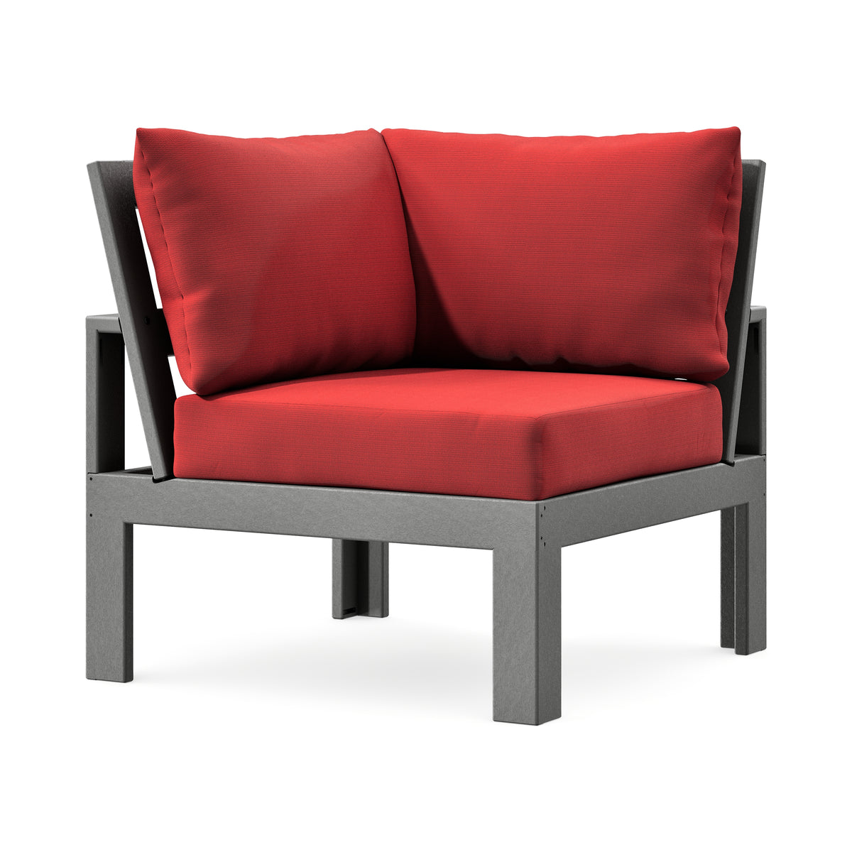 POLYWOOD Modular Corner Chair in Slate Grey / Crimson Linen