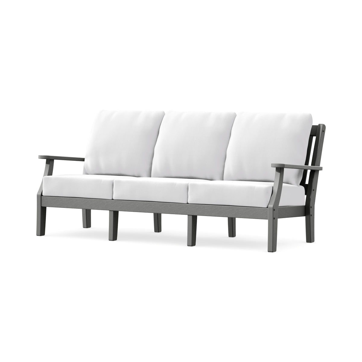 POLYWOOD Chinoiserie Deep Seating Sofa in Slate Grey / Natural