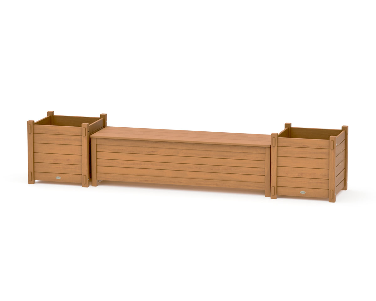 POLYWOOD 60" Nautical Straight Planter Storage Bench Set - Large in Natural