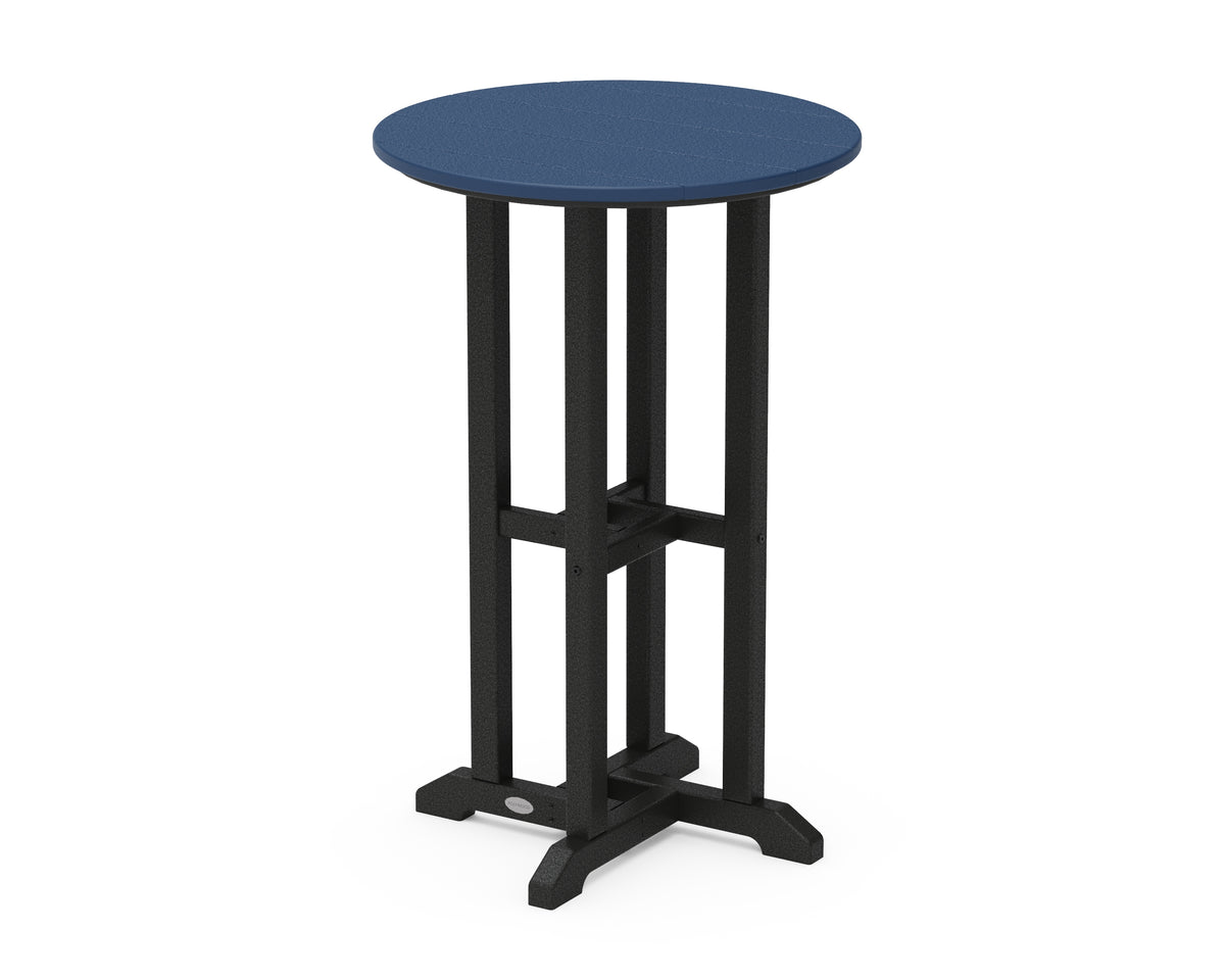 POLYWOOD Contempo 24" Round Counter Table in Black / Navy