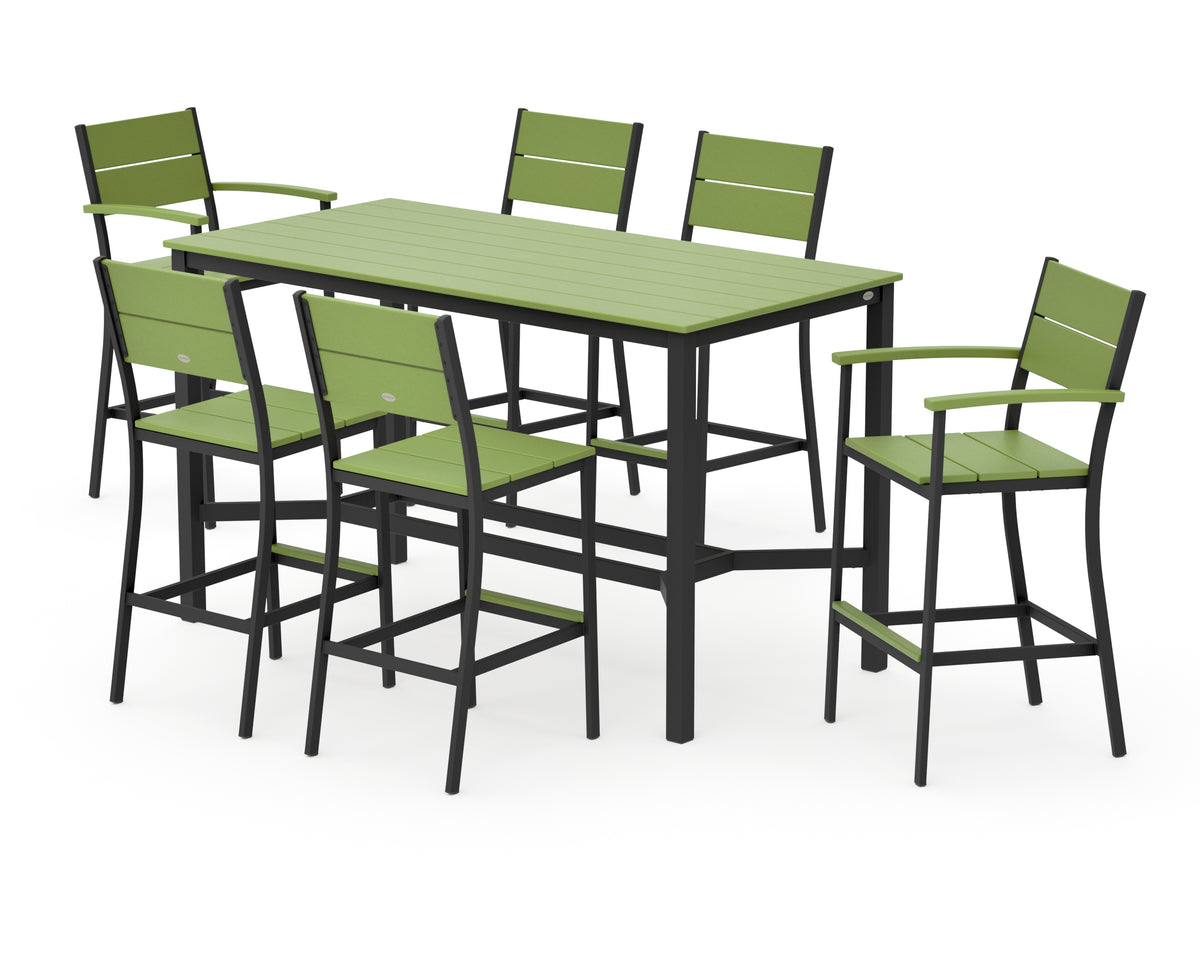 POLYWOOD Main Street 7-Piece Bar Set in Black / Lime
