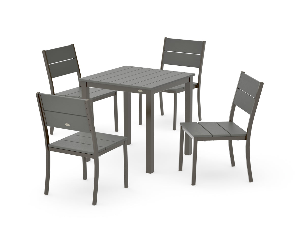 POLYWOOD Main Street 5-Piece Square Dining Set- Small in Bronze / Slate Grey