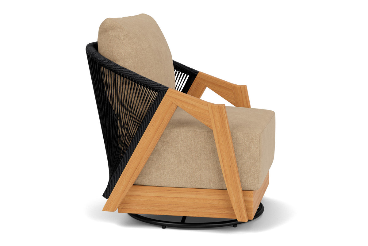 Lloyd Flanders Alpine Swivel Lounge Chair with Hayden Sand fabric, view 4