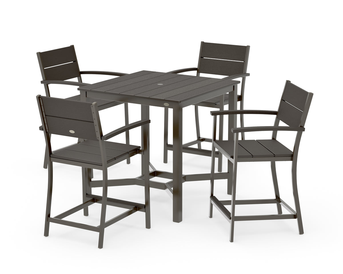 POLYWOOD Main Street 5-Piece Counter Set in Bronze / Vintage Coffee