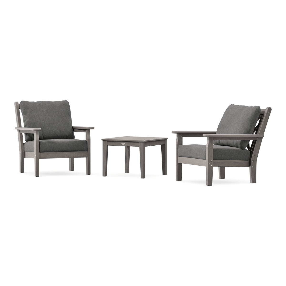 POLYWOOD Chippendale 3-Piece Deep Seating Set in Driftwood