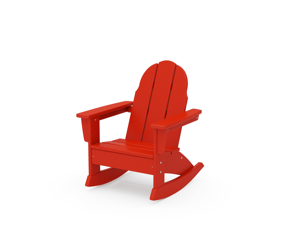 POLYWOOD Kids Vineyard Adirondack Rocking Chair in Sunset Red