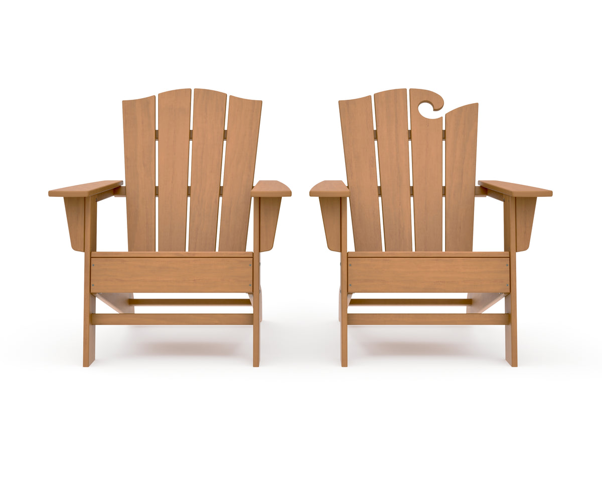 POLYWOOD Wave 2-Piece Adirondack Chair Set with The Crest Chair in Natural