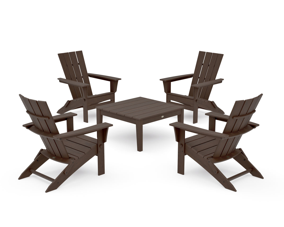 POLYWOOD Quattro Folding Chair 5-Piece Conversation Set in Kona