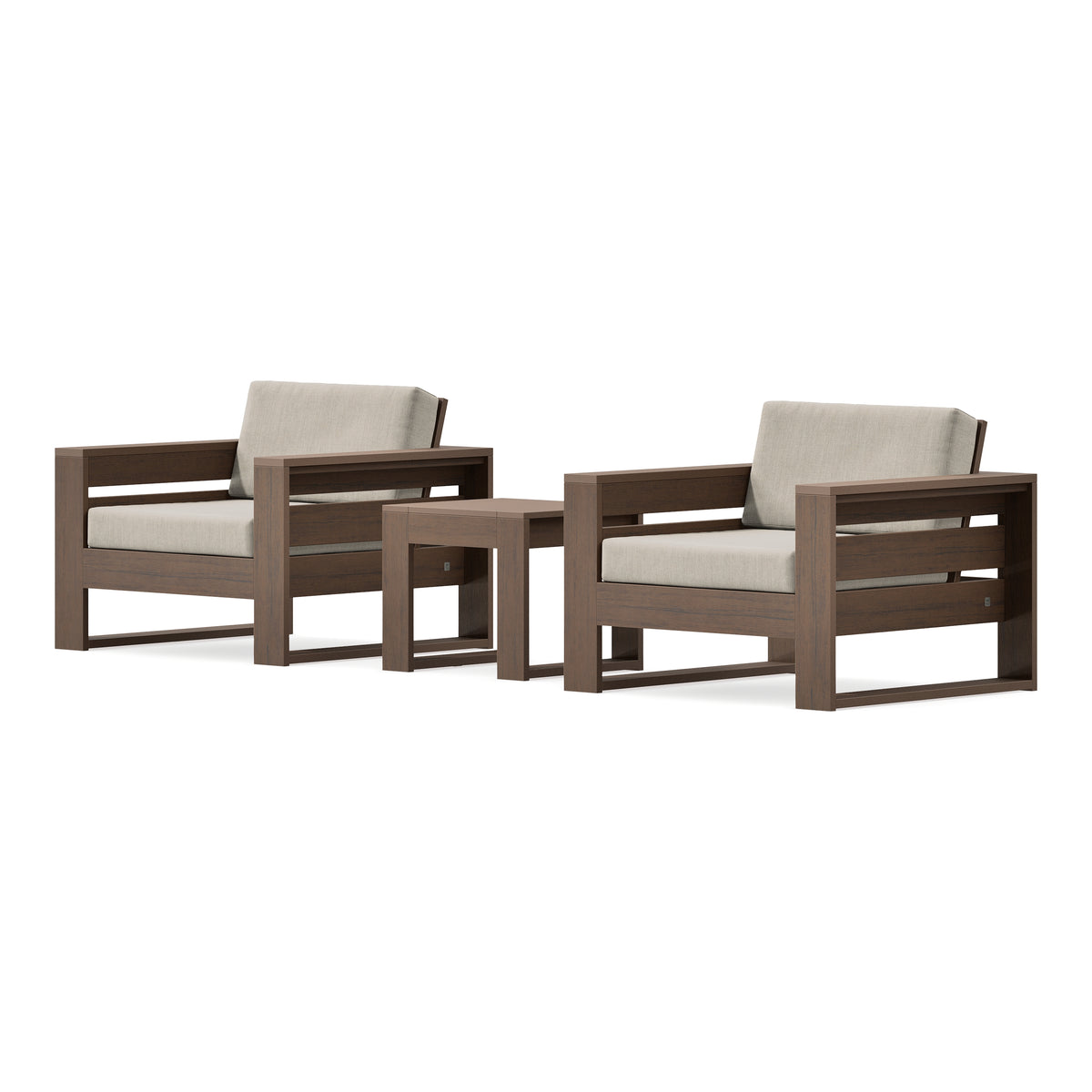 POLYWOOD PW Designer Series Latitude 3-Piece Lounge Chair Set in Kona / Cast Ash