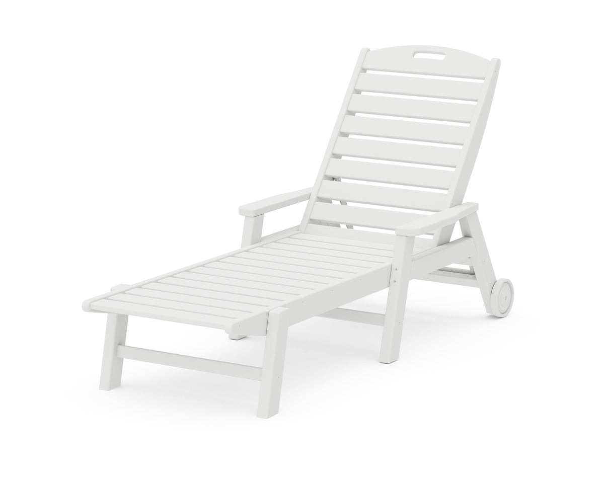 POLYWOOD Nautical Chaise with Arms & Wheels in White