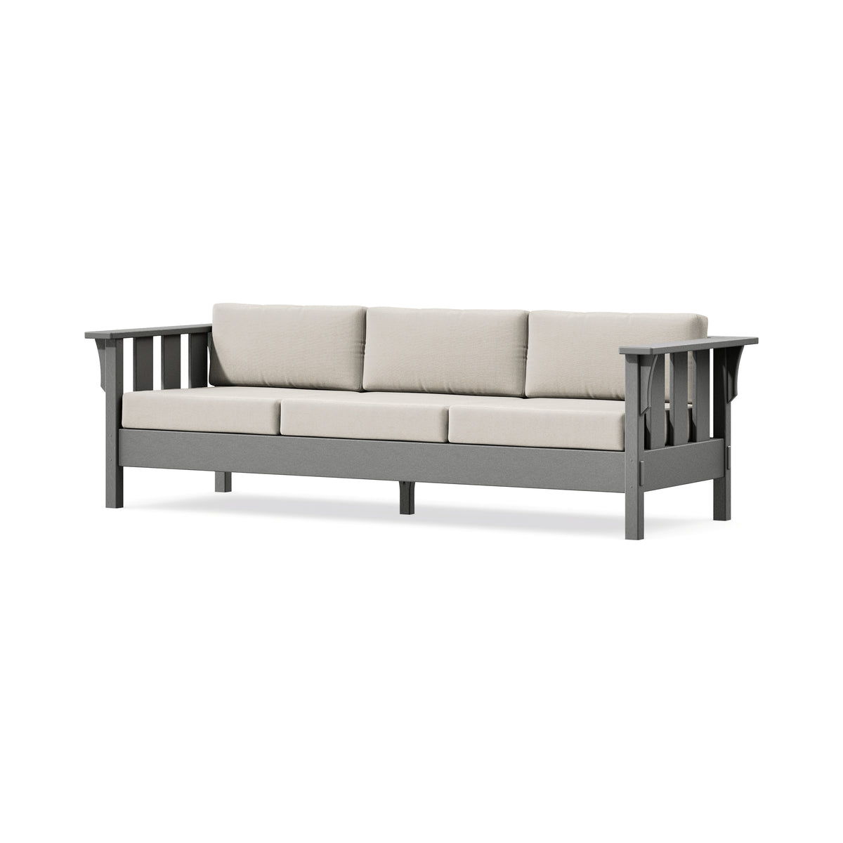 POLYWOOD Acadia Deep Seating Sofa in Slate Grey / Dune Burlap