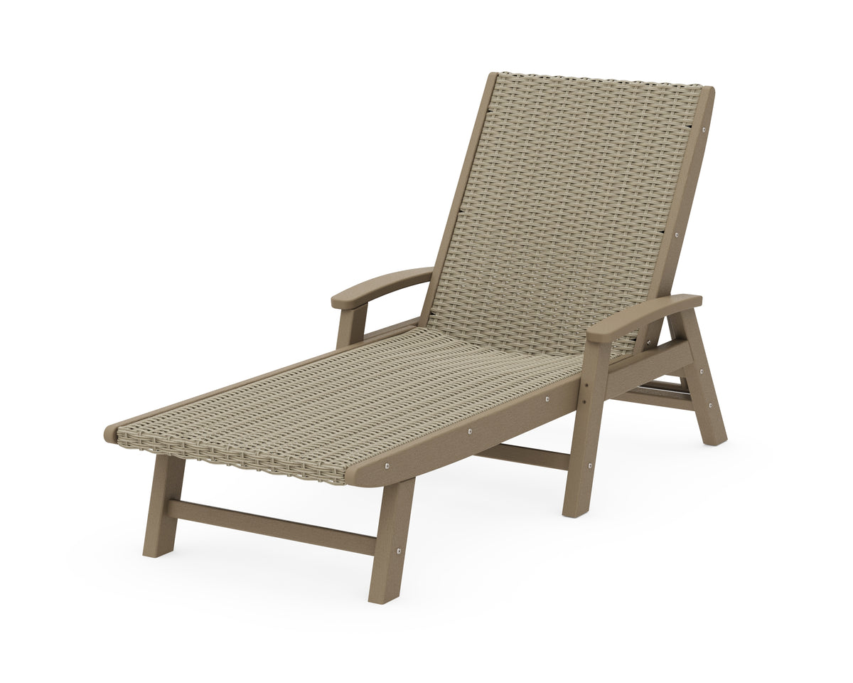 POLYWOOD Coastal Woven Chaise with Arms in Vintage Sahara / Dune Grass
