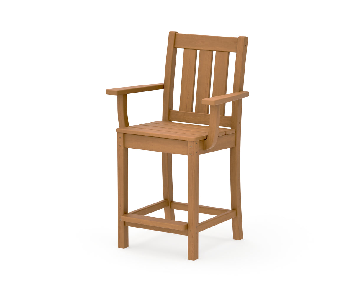 POLYWOOD Oxford Counter Arm Chair in Natural