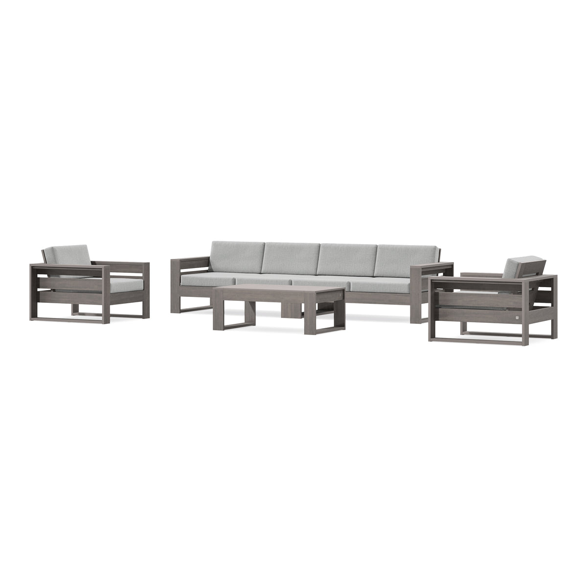 POLYWOOD PW Designer Series Latitude 5-Piece Lounge Sofa Set in Driftwood / Granite