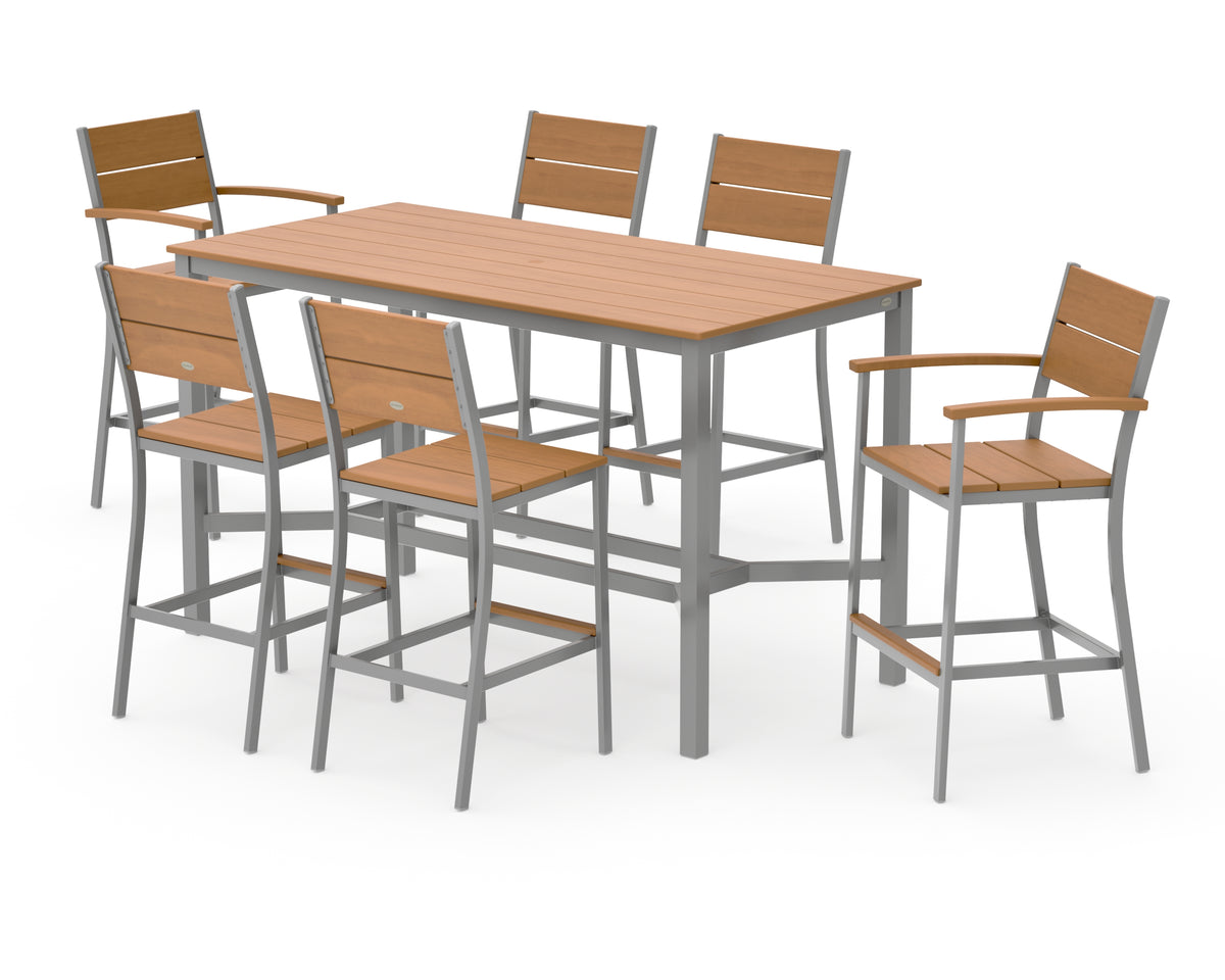 POLYWOOD Main Street 7-Piece Bar Set in Silver / Natural