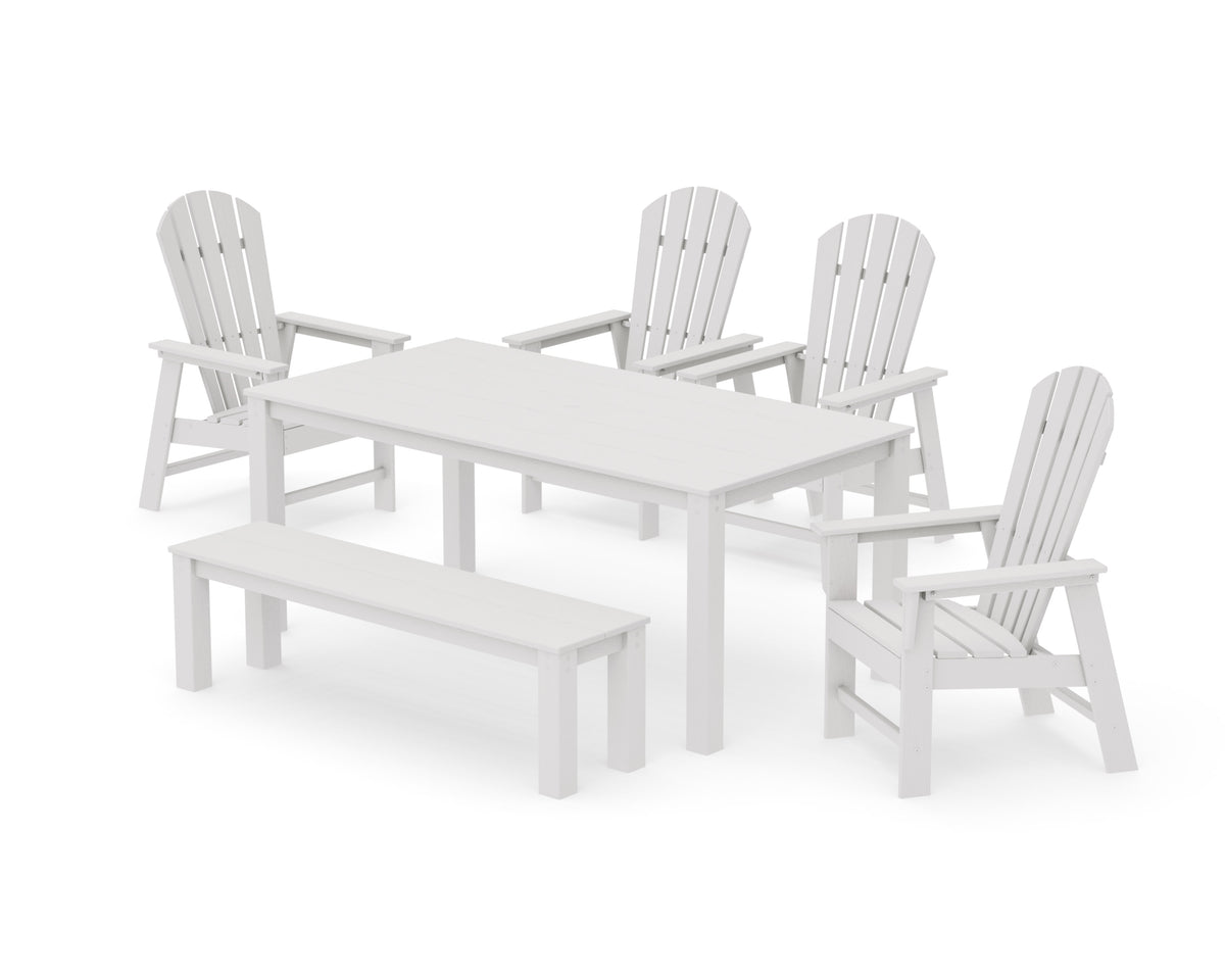 POLYWOOD South Beach 6-Piece Parsons Dining Set with Bench in Vintage White