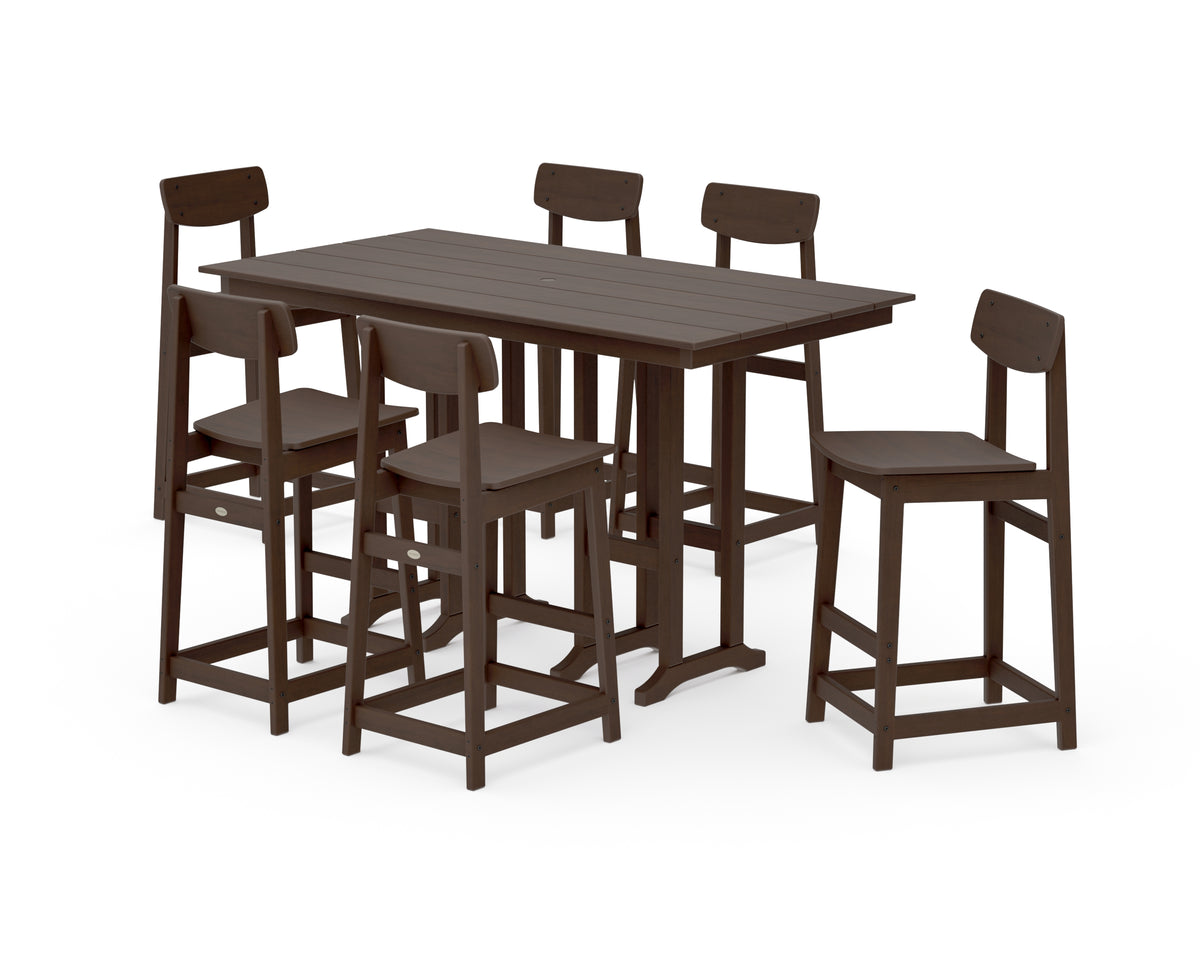 POLYWOOD Modern Studio Urban Bar Chair 7-Piece Set in Kona
