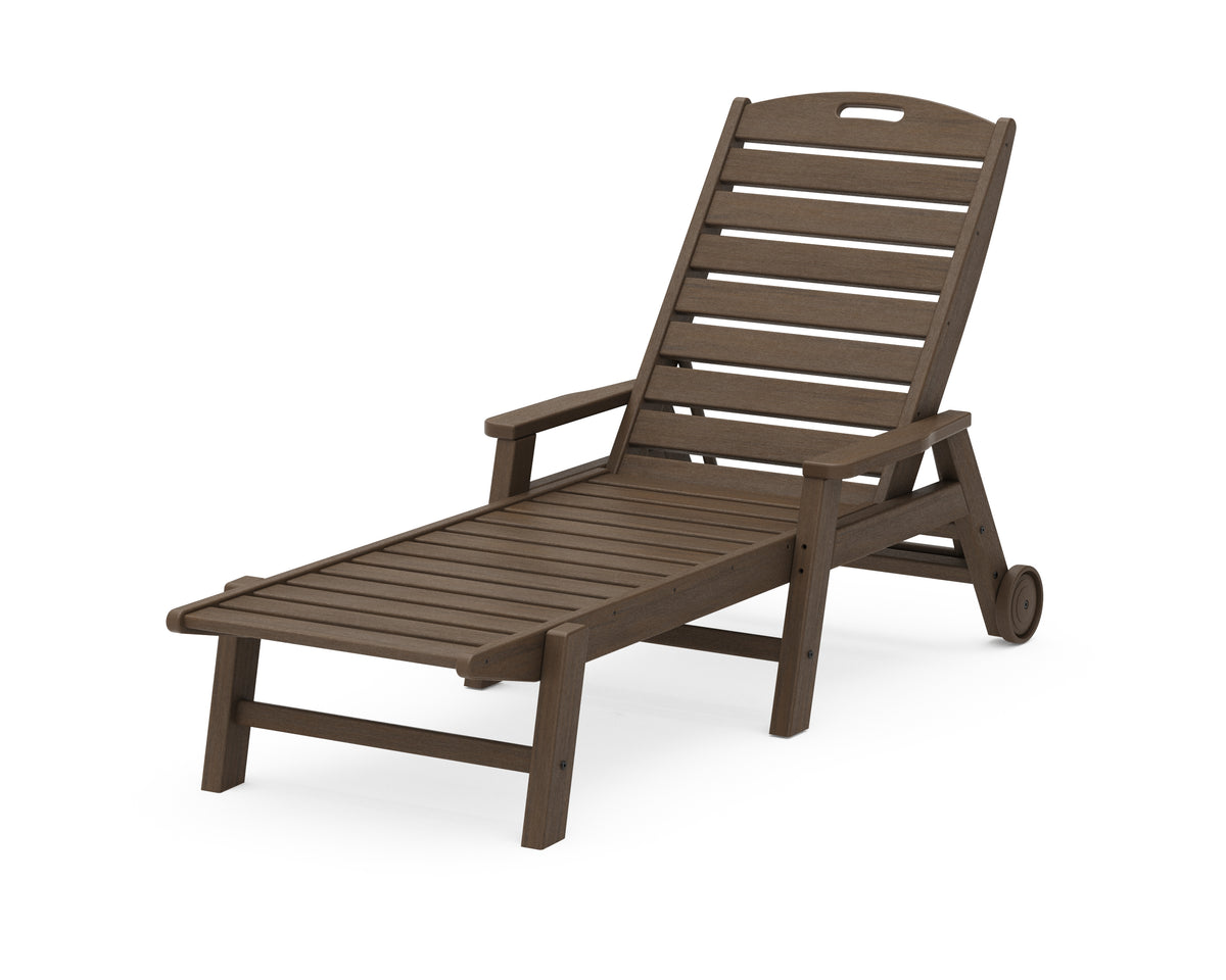 POLYWOOD Nautical Chaise with Arms & Wheels in Kona
