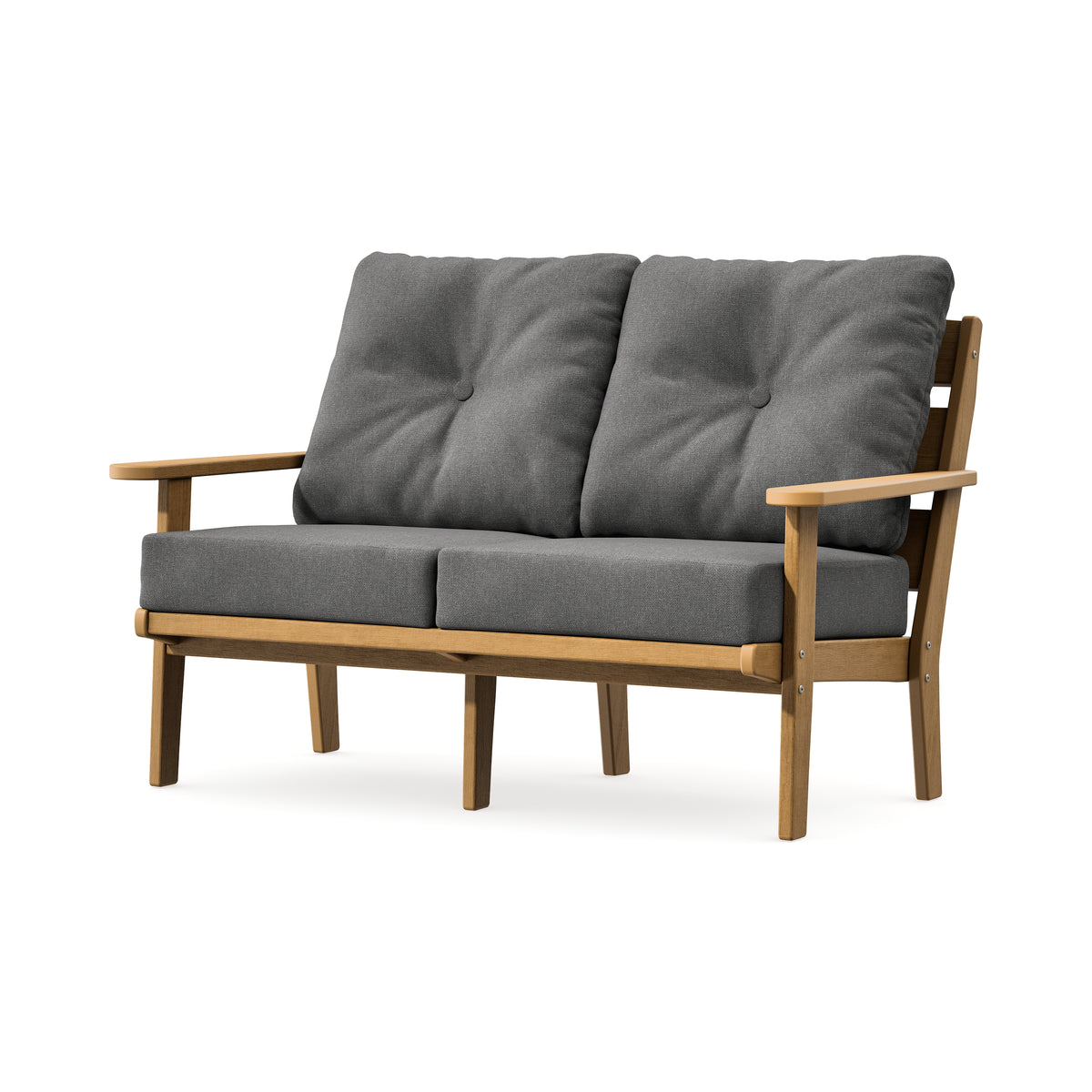 POLYWOOD Lakeside Deep Seating Loveseat in Natural / Ash Charcoal