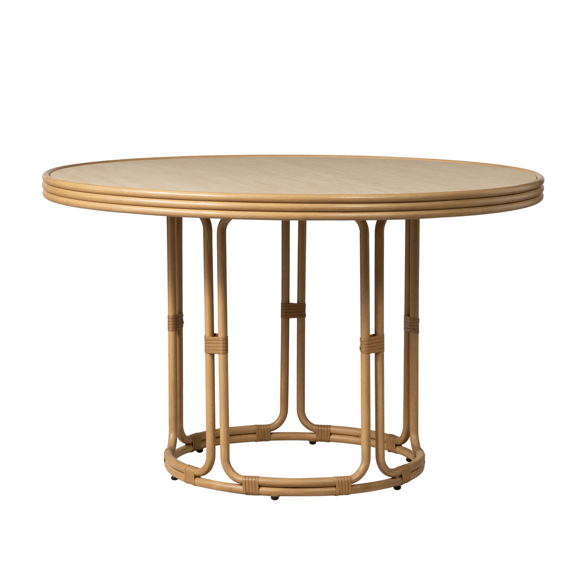 Lloyd Flanders Riviera 48" Round Dining Table with Travertine Top, lifestyle photo 2