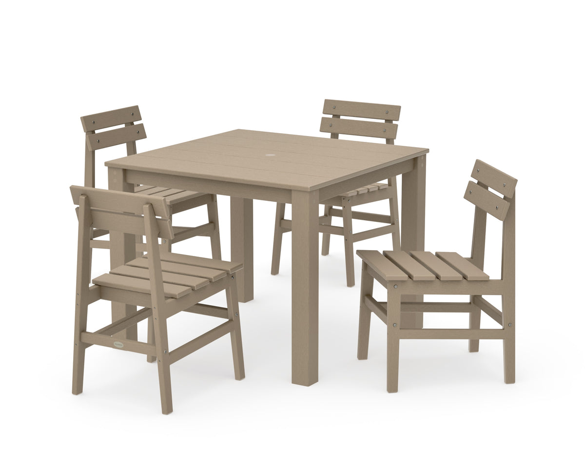 POLYWOOD Modern Studio Plaza Chair 5-Piece Parsons Dining Set in Vintage Sahara