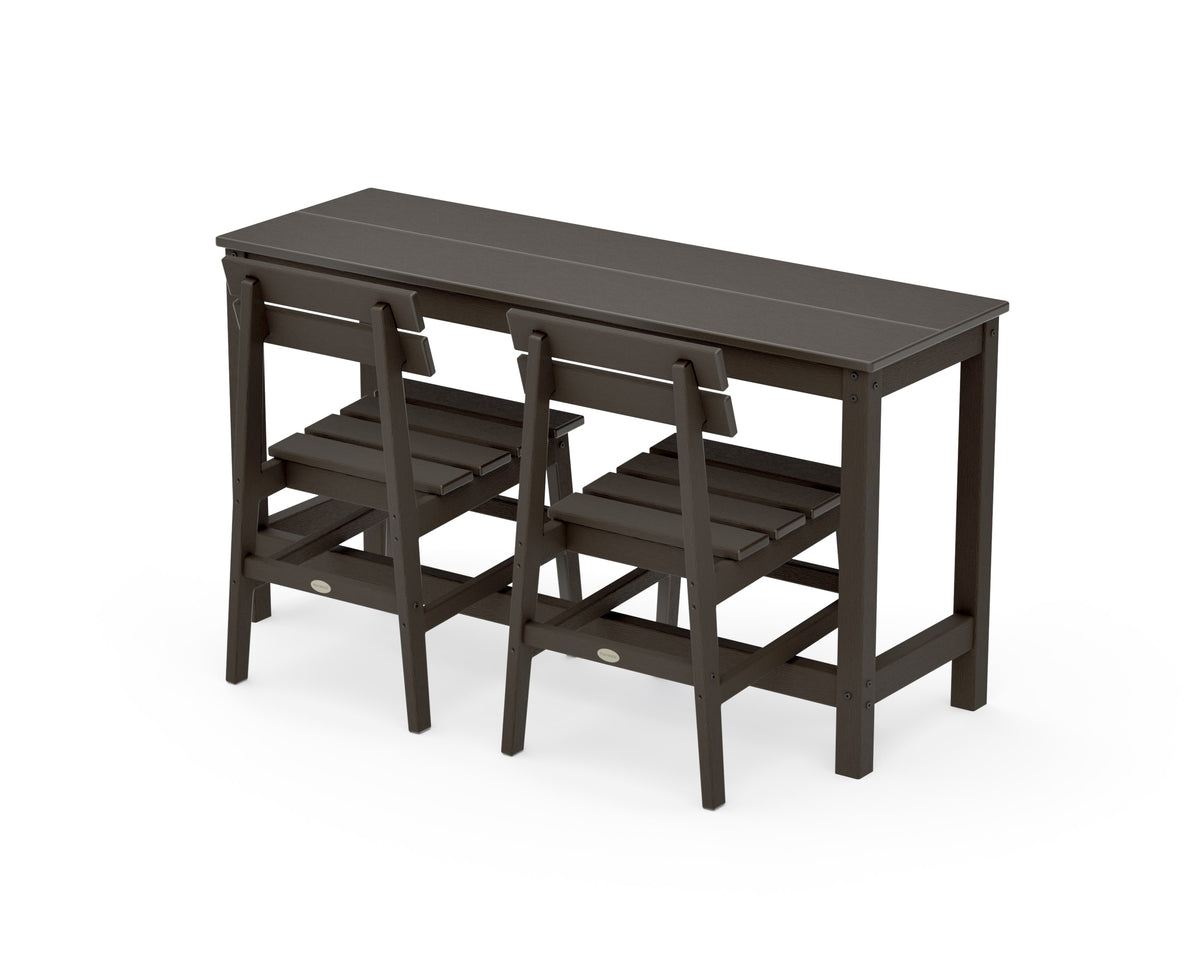 POLYWOOD Modern Studio Plaza Chair 3-Piece Balcony Set in Vintage Coffee