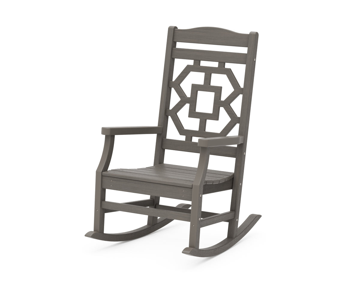 POLYWOOD Chinoiserie Rocking Chair in Driftwood